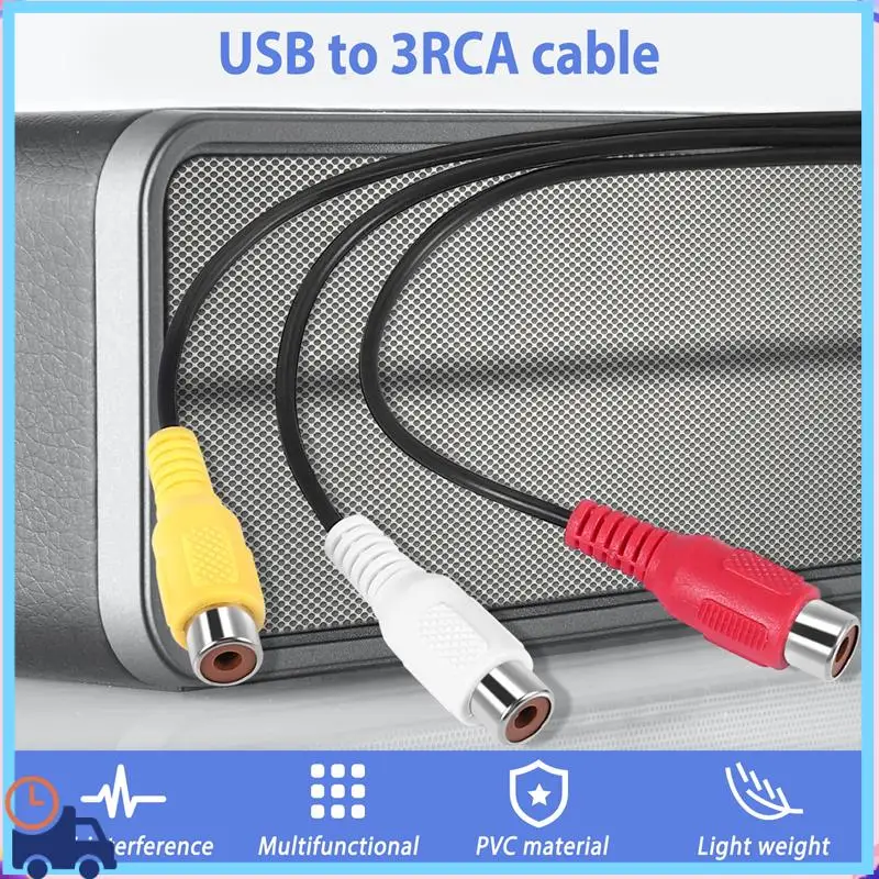 Latest USB To 3RCA Cable USB Female To 3 RCA Rgb Video AV Composite Adapter Converter Cable Cord Connector Lead For TV PC DVR