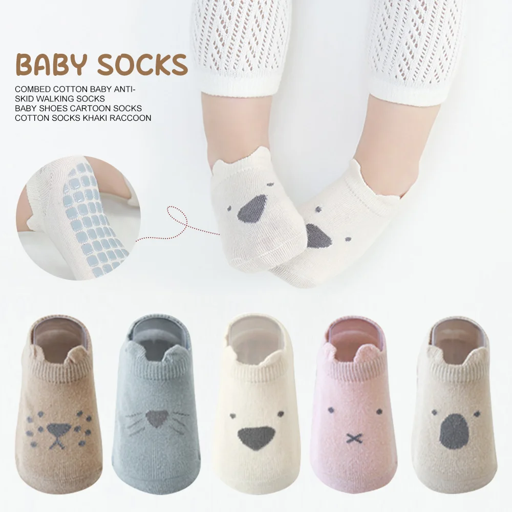 Baby Socks Soft Combed Cotton Toddler Socks Non-slip Anti-drop The Heel Silicone Bottom Newborn Baby Indoor Shoes Dropship