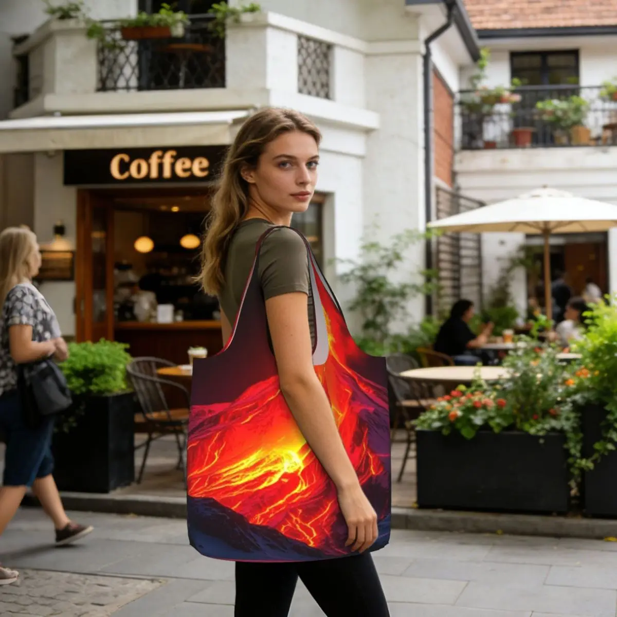 Volcano In The Snow Shopping Tote Bag Canvas Large Capacity Shoulder Bags Shopper Grocery Handbag for Women