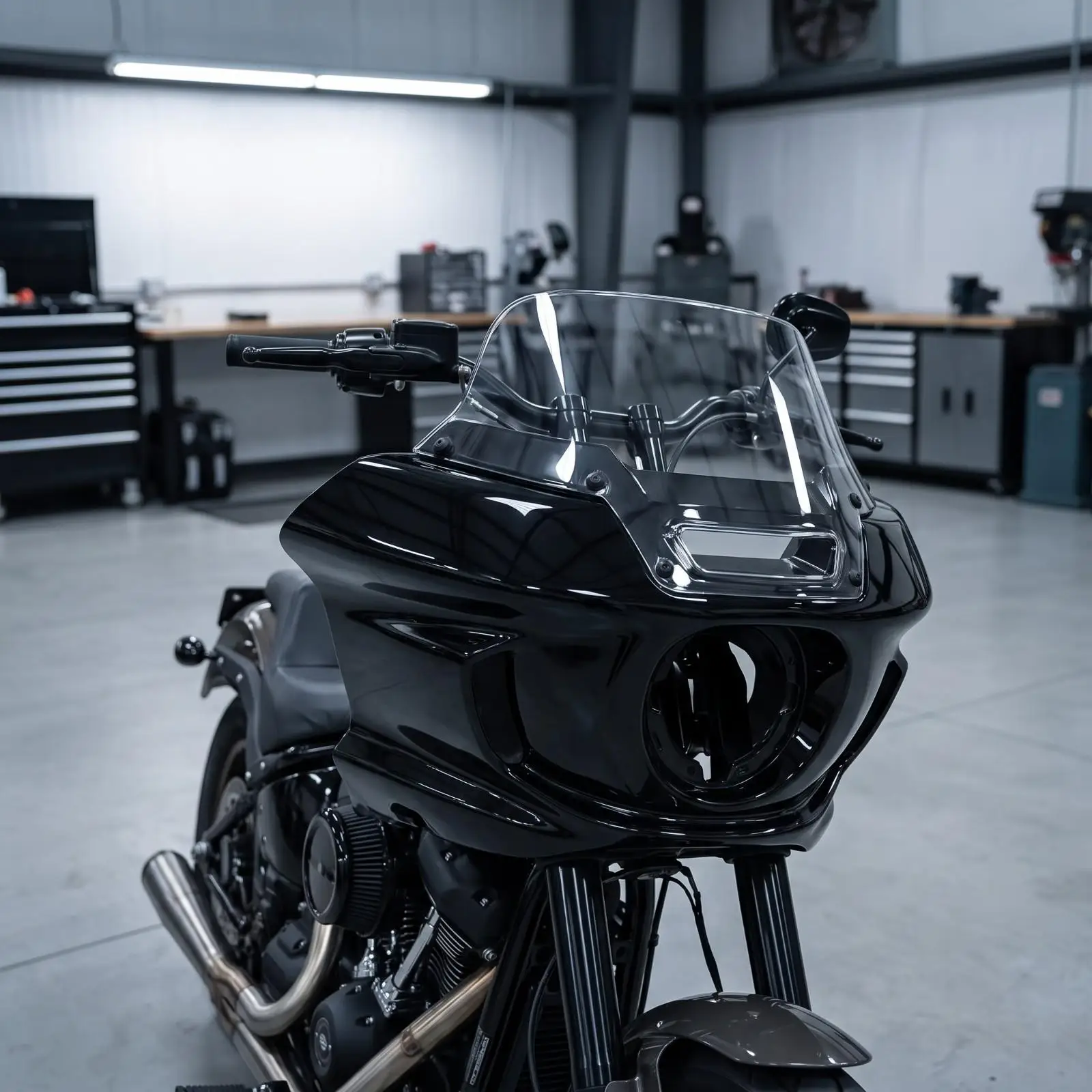 Motorcycle Front Fairing Kit with Clear Windshield Headlight Cowl for RC Motorbike Custom Project Metal Bracket ABS Plastic