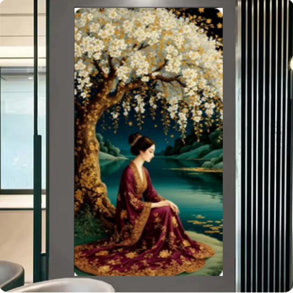 5D DIY Diamond Painting Beautiful Girl Flower Life Tree Abstract Art Diamond Mosaic Cross Embroidery Kit Home Wall Decoration