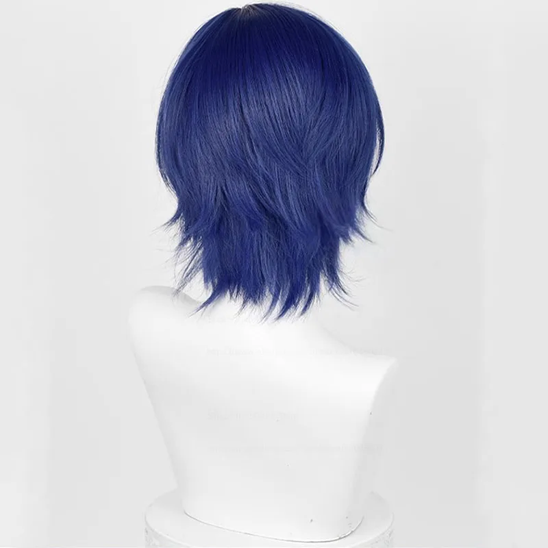 Kaito Cosplay Wig  Short Hair Dark Blue Wig Cosplay Anime Cosplay Wigs Heat Resistant Synthetic Wigs+Wig Cap