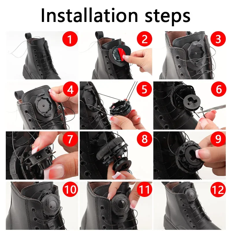 1 쌍 라운드 신발 끈 대형 회전 버클 운동화 용 넥타이 신발 끈 없음 품질 부츠 자동 신발 끈 액세서리 남여