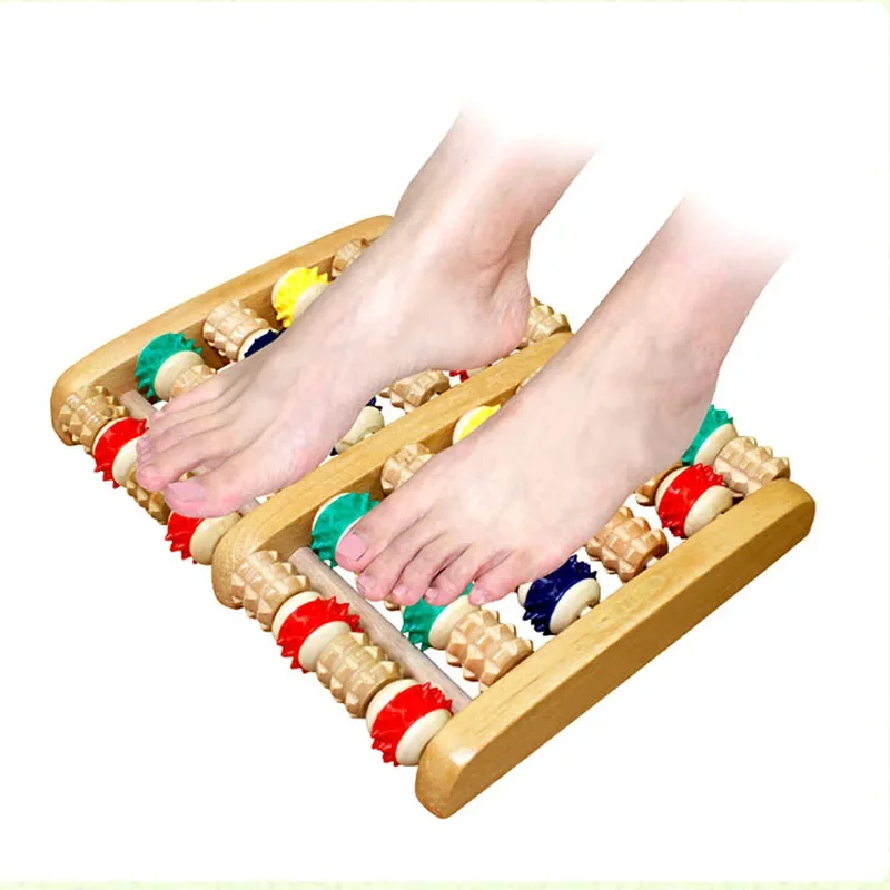 Wooden Foot Massager Pain Stress Relief Shiatsu Roller Foot Care Massager Roller Heath Therapy Relax Massager