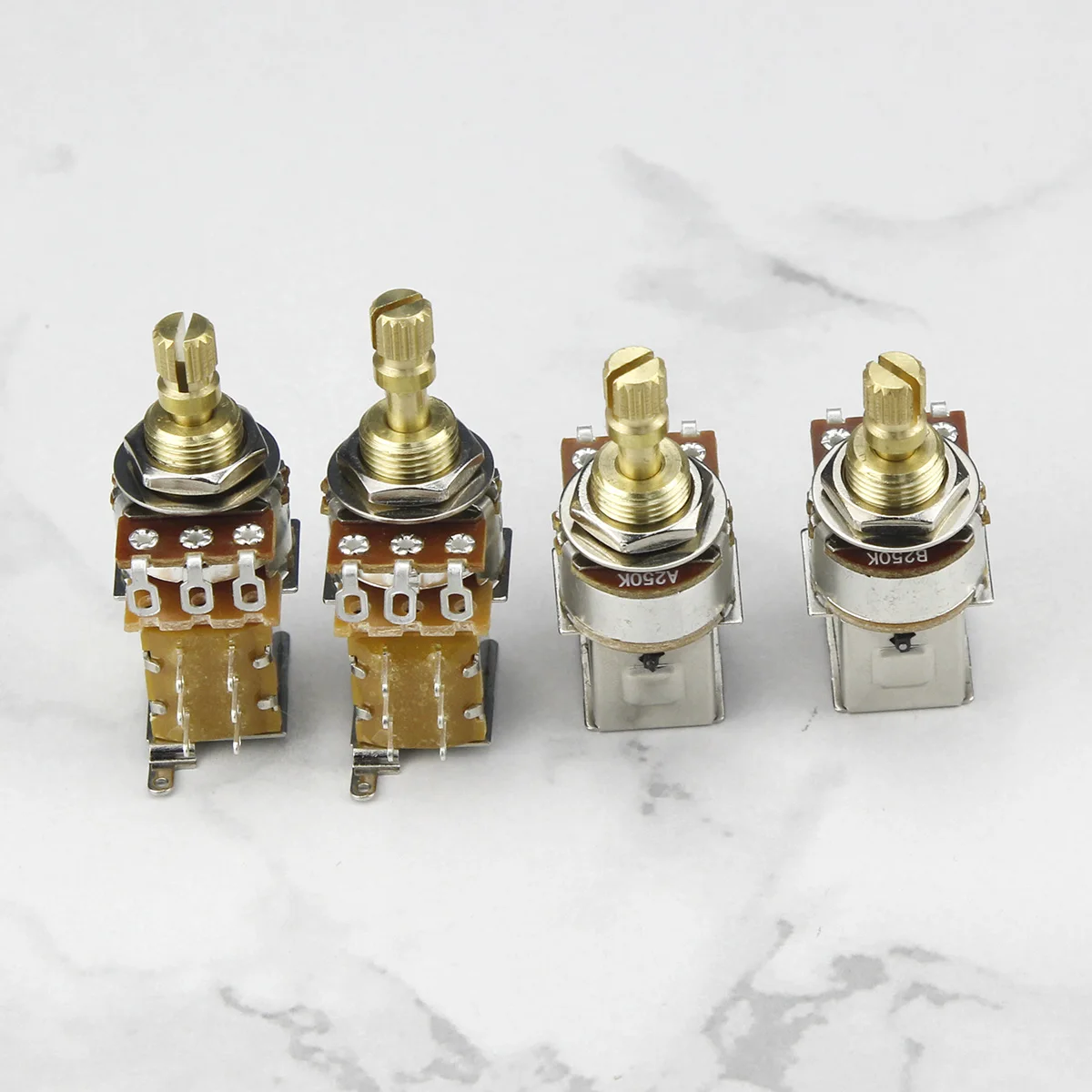 FLEOR 4PCS Short Shaft Push Push Potentiometer Guitar Pots 250K /500k Choose (Don't Pull Anymore)