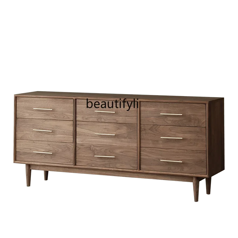 

North American black walnut chest cabinet, locker, bedroom storage cabinet, simple nine chest cabinet R