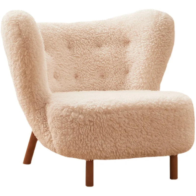 

Lazy sofa ch air lamb wool white ins wind Internet celebrity balcony casual long ch air