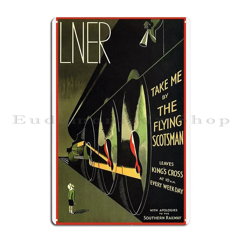 The Flying Scotsman Vintage Train Poster Metal Sign Wall Plaque Designs Living Room Cinema Plaques Tin Sign Poster