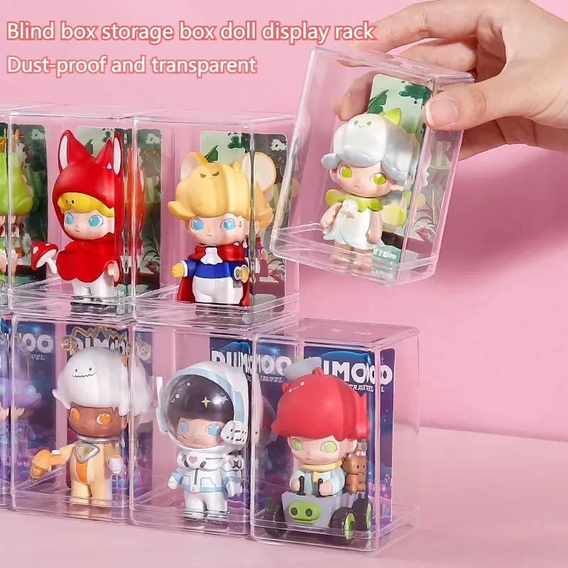

Cute Blind Box Storage Display Stand Single Doll Display Cabinet For Pop Mart Storage Box Dustproof Transparent Hand Display Box