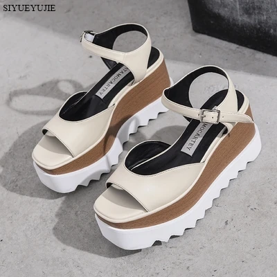 Woman Stars Shoes Women Square Toe Lace-up Thick Bottom Platform Wedge Shoes, Height increasing star shoes Cut-out sandals 2024