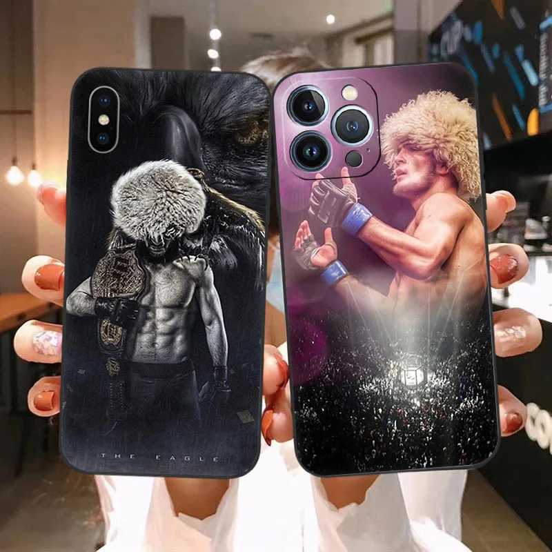 Soft Phone Cases For iPhone 15Pro 14 13 Pro Max 12 11 Mini 7 8 15 Plus SE XS X XR Luxury kHabib Nurmagomedov Black Matte Cover