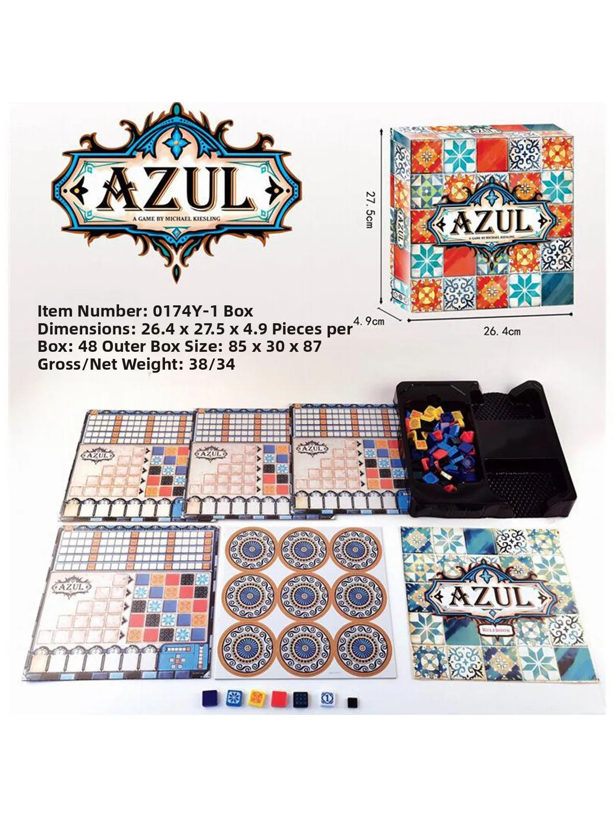 English Version Color Brick Master AZUL Tabletop Game Fun Educational Card Game Gift for Party Gathering Intelligence 