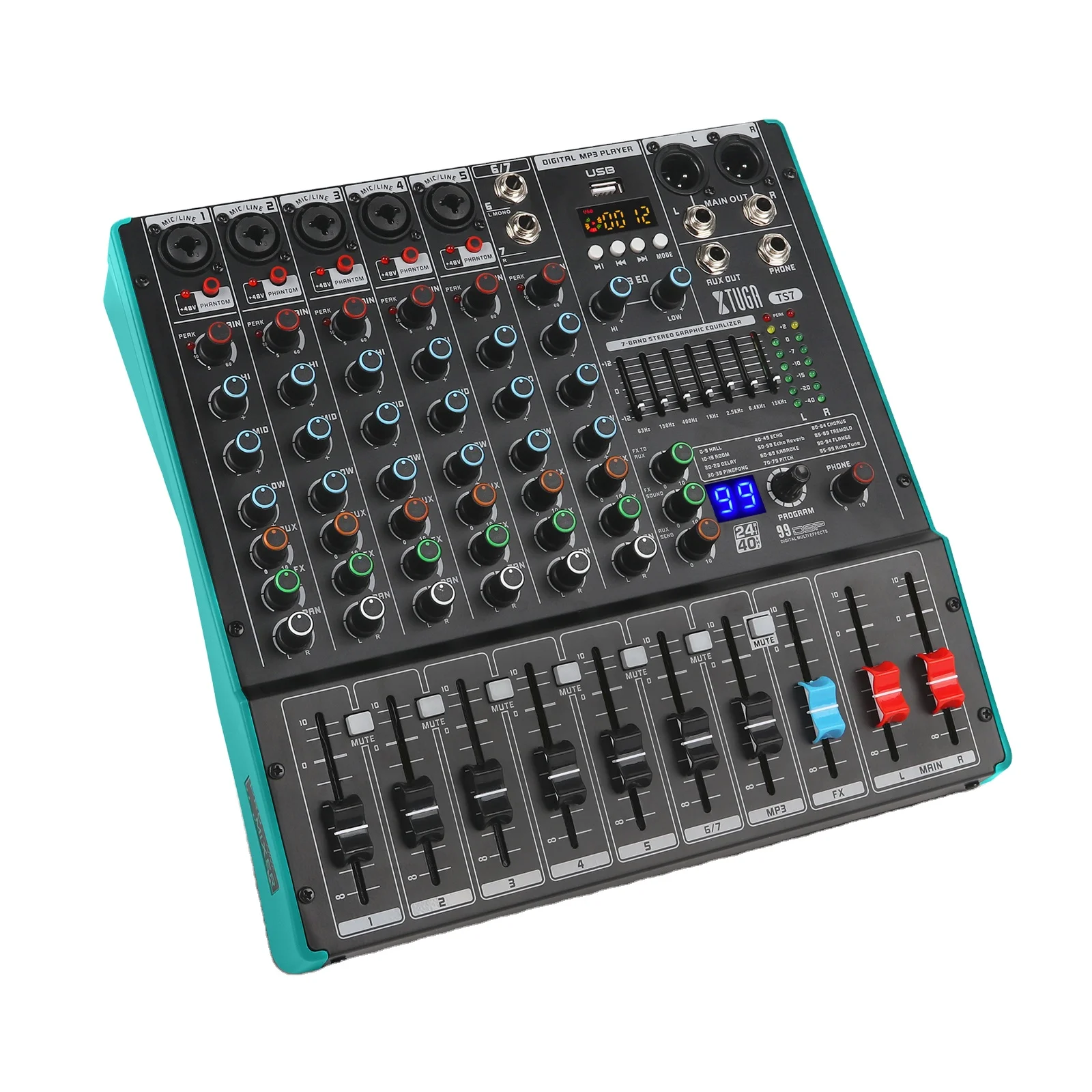 TLF Xtuga China جودة عالية 8-قناة USB الرقمية DJ خلاط مع كاريوكي DSP وحدة التحكم لايف الموسيقية الصوت المهنية o الفيديو