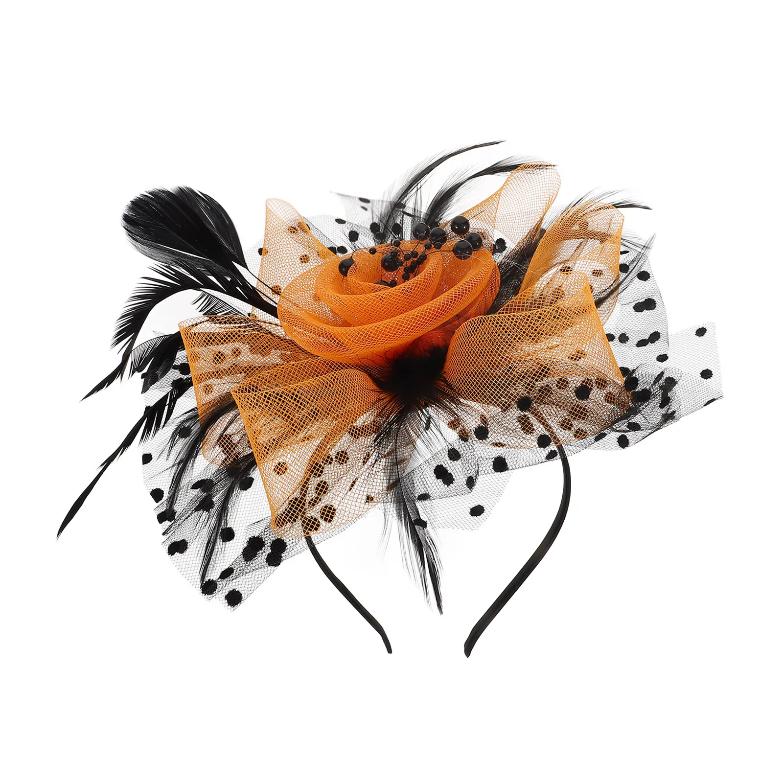 

Фасцинатор-шляпка для женщин с перьями, свадебный головной убор для невесты, для чаепития и банкета, удобный, эластичный, со съемными элементами для волос