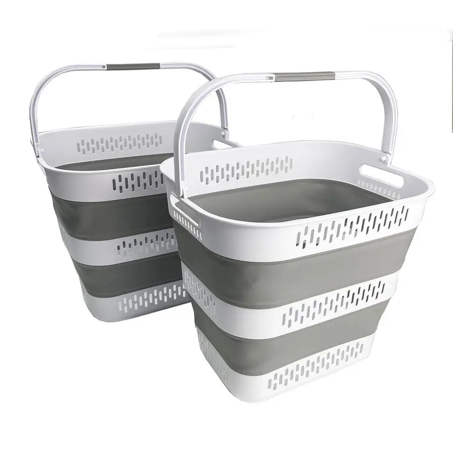 

40L 10.5 Gallon Collapsible Plastic Laundry Basket with Handles Foldable Pop Up Storage Container Organizer Portable Laundry Ham