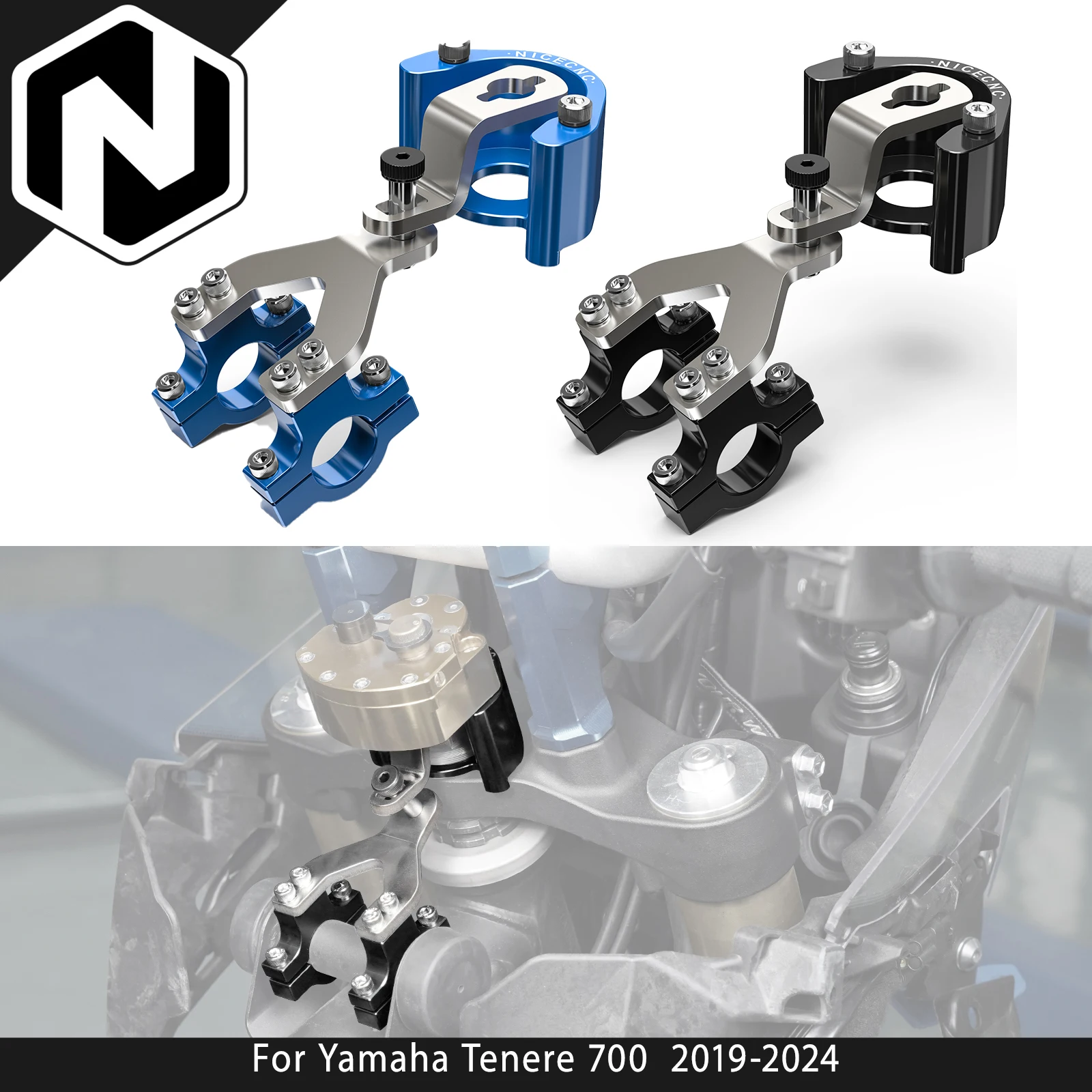 NICECNC Für Yamaha Tenere 700 /XTZ700 19-2024 Motorrad Lenkungsdämpfer Stabilisator Halterung Tenere 700 Rally Edition /World Raid