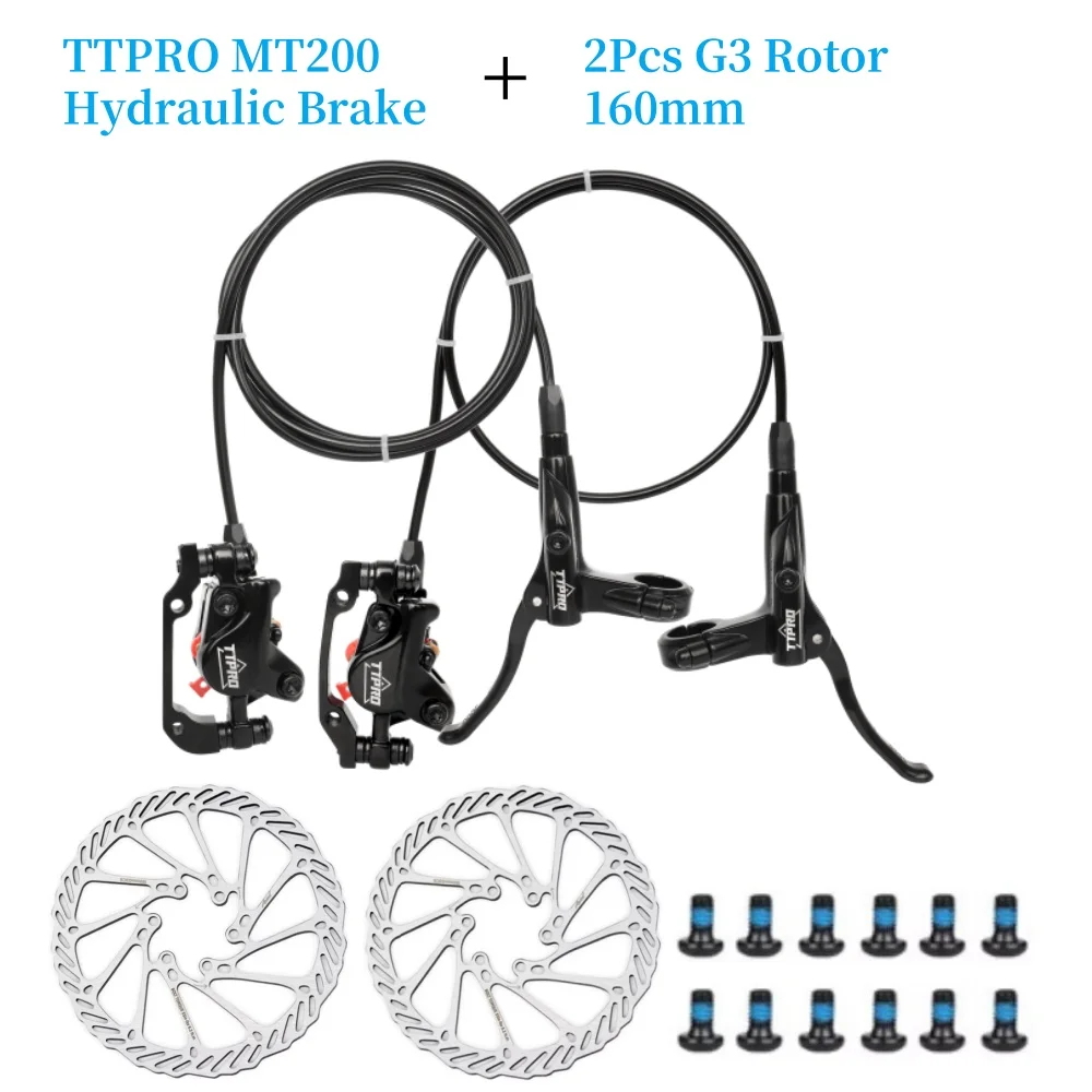 TTPRO MT200 MTB Mountain Bike Hydraulic Disc Brake Left Front 80cm Right Rear 145cm Rotor RT56 G3 160mm MT200 Brake Groupset