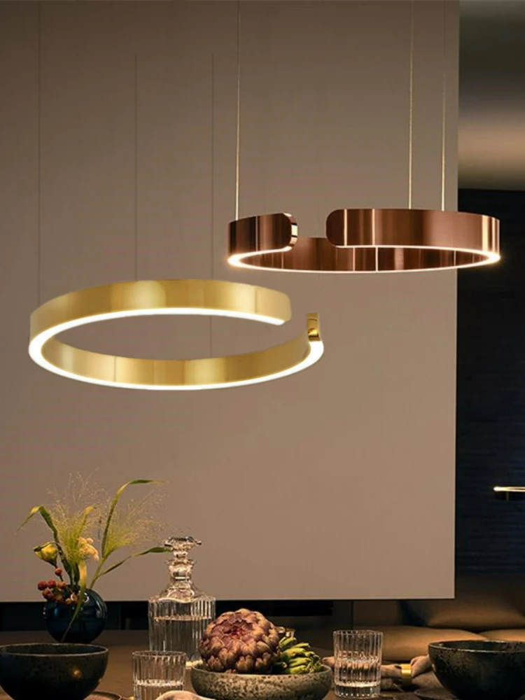 

Nordic Ring Led Pendant Lamps Dimmable for Living Dining Room Kitchen Chandelier Black Gold Home Decor Hanging Light Fixture