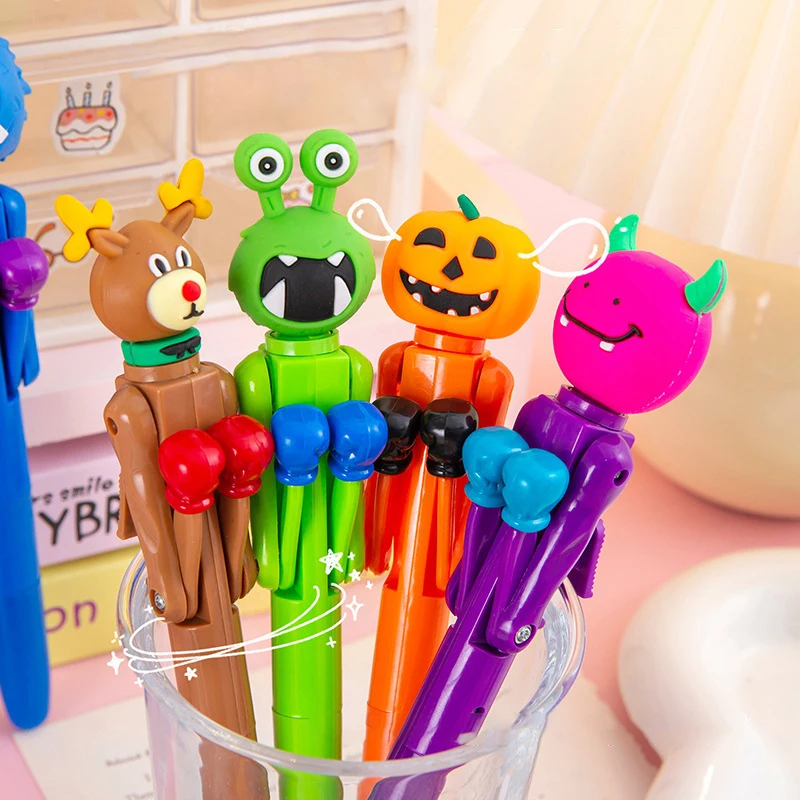 Creative Cartoon Boxing Pen Toy Personalised Quirky Student Stress Relief Halloween Christmas Children's Stationery Holiday Gift