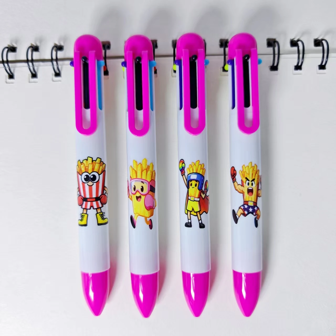 5PCS/9PCS Boxing French Fry Man Shaped Multi Color Ballpoint Pen Daily Office Student Learning Stationery Gift Pen