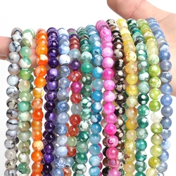 Wholesale Blue Stripe Fire Dragon Veins Multicolor Agates Round Beads for Jewelry Making Natural Stone Beads Onyx DIY Bracelet