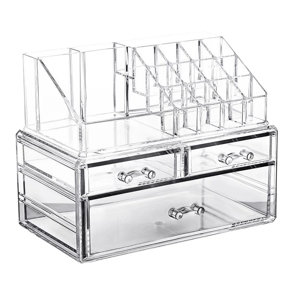 Boîte de rangement transparente en acrylique, tiroir organisateur de maquillage, conteneur Portable pour rouges à lèvres, pinceaux, stylos, rangement de maquillage