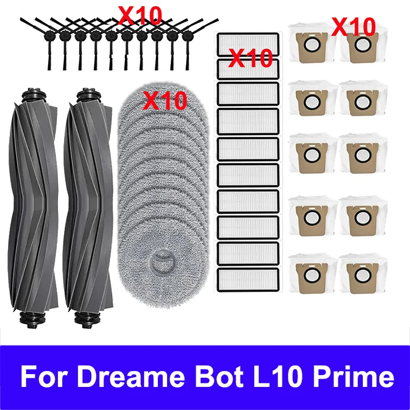 Accessories For Dreame Bot L10 Prime / L10s Pro Replacement Main Side Brush Hepa Filter Mop Cloth Spare Parts