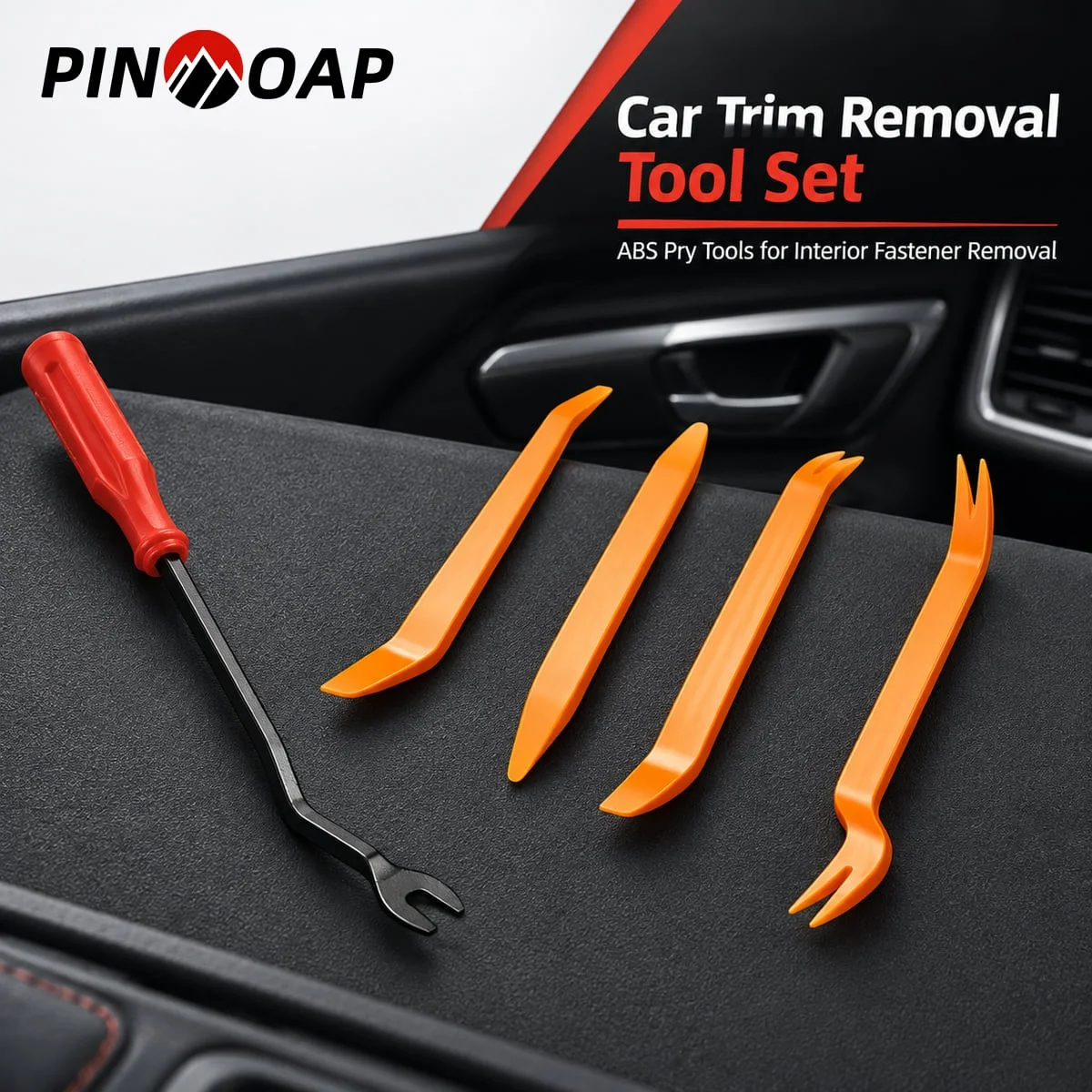 PINMOAP 1/4/5PCS Car Trim Removal Tool Set ABS Interior Pry Tools for Door Panels Dashboards Consoles and Plastic Clip Removal