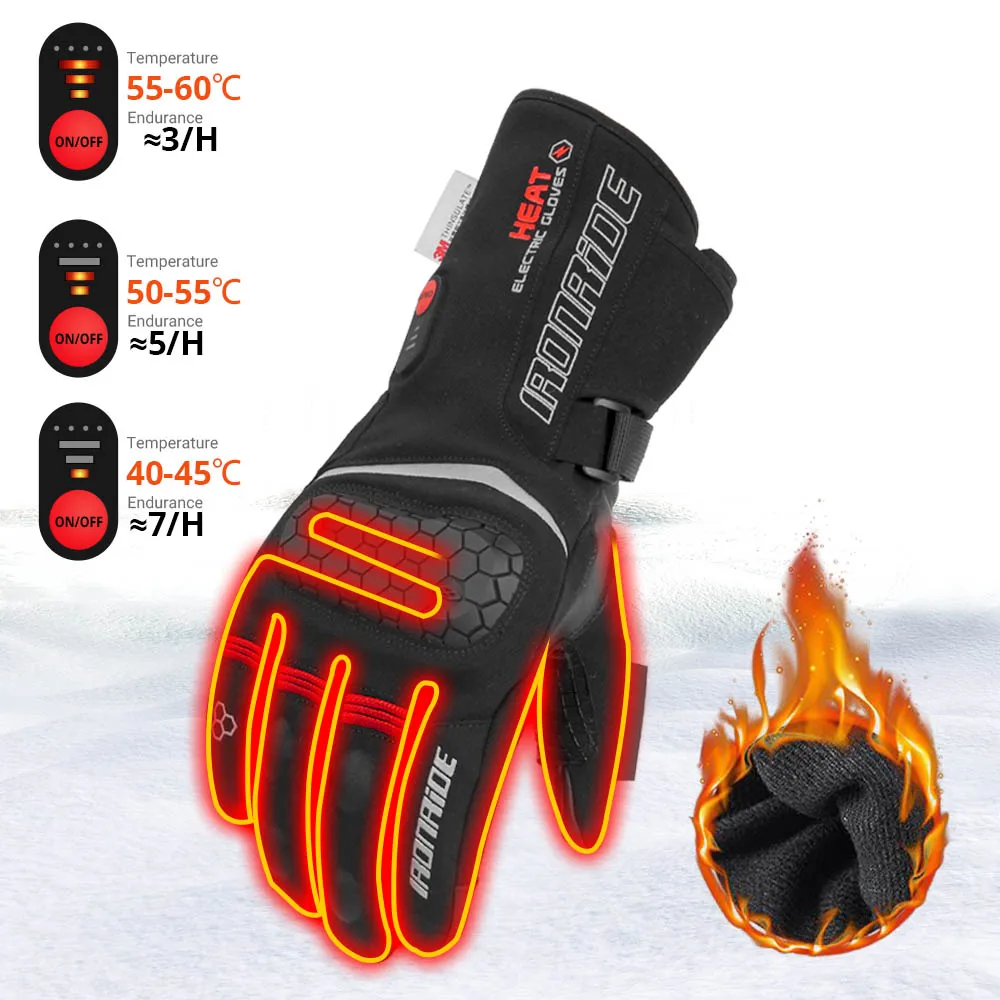 Motorcycle Heating Gloves Waterproof Warm Winter Outdoor Skiing Sports Heating Touch Screen Gloves Camping Self Heating Equip 