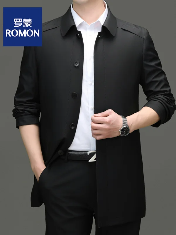 

Мужская демисезонная куртка Lormen средней длины, повседневная, для работы, с тонким отложным воротником, из шелковистого полиэстера, прямого кроя