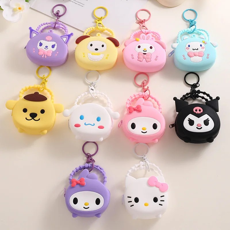 

Силиконовая сумка в стиле аниме Sanrio Hello Kitty Kuromi Cinnamoroll My Melody, брелок-кошелек, подвеска, маленькая сумка, подарки на Рождество и день рождения