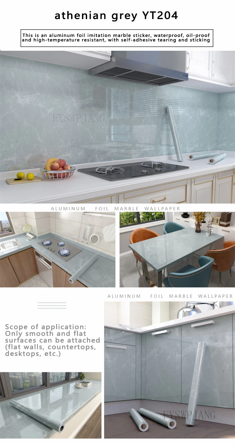 40cm Width Marble Self Adhesive Wallpaper Vinyl Wall Stickers Waterproof Contact Paper For Kitchen Decorative Film Home Decor