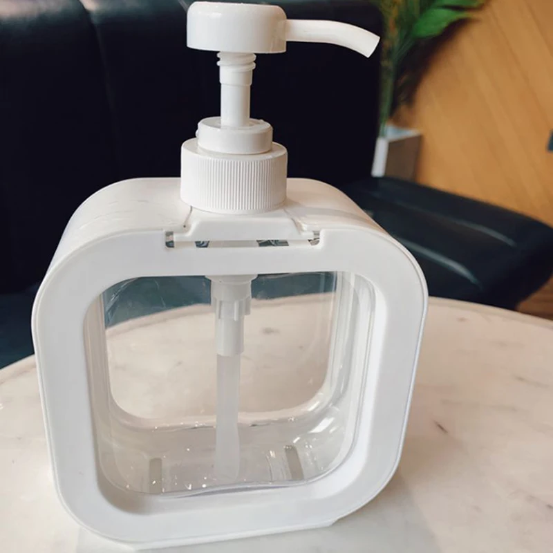 Ins Large Capacity White Transparent Soap Dispenser/500ML Square Empty Bottle For Hand Sanitizer Cosmetics Shampoo Body Wash