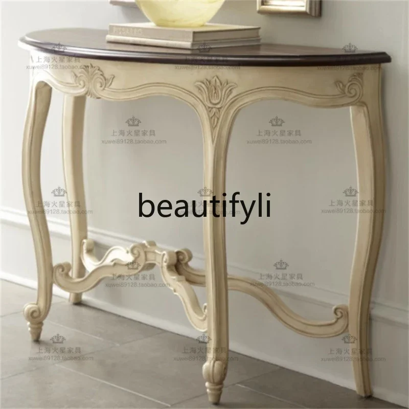 

A55 European modern minimalist carved entrance table American rural solid wood retro entrance table, decorative table