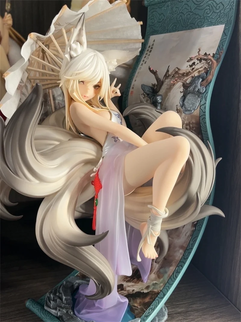 Original 25cm Animester Painting Fox Figure Mo Li Anime Figure Pvc Collectible Model Toy Statue Desktop Decoration Kid Xmas Gift