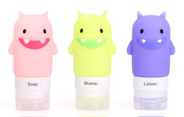 60ml Cute Silicone Refillable Portable Bottles Animal Shape Travel Packing Press Bottle For Lotion Shampoo Cosmetic Container