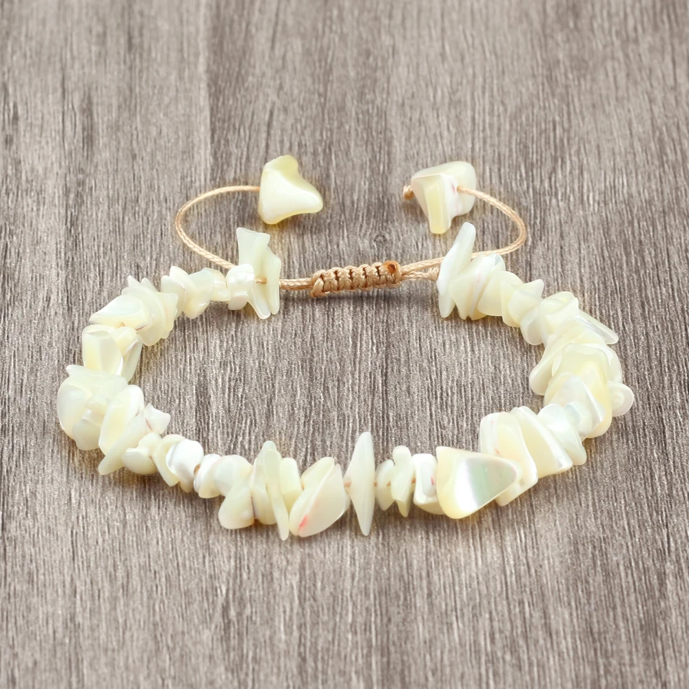 Bohemian White Chips Shell Bracelet Irregular Gravel Chip Seashell Bead Braided Bracelets Fashion Summer Beach Jewelry for Women - view 6