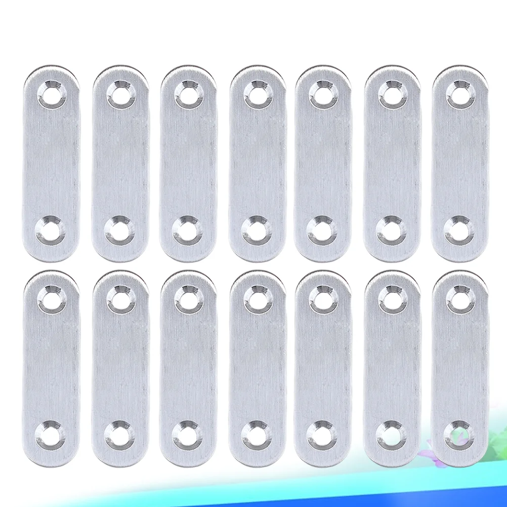 20PCS 37mm Stainless Steel Straight Steel Brace Straight Metal Bracket Steel Straight Brace (Silver)