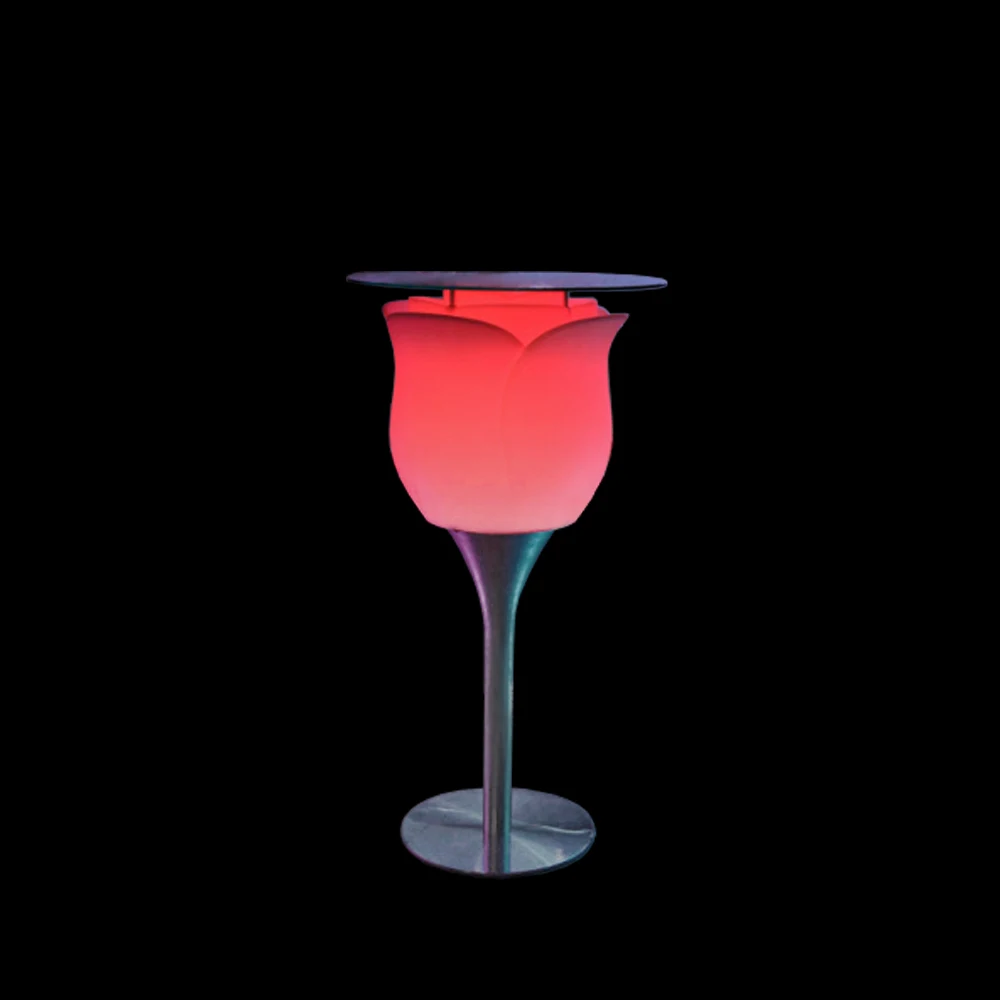 New Design Light Up Rose Shape Led Luminous Bar Table Creative Nightclub Portable Commercial Furniture Led Bar Table