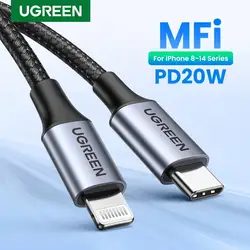 UGREEN MFI USB Type C To Lightning Cable Charger For iPhone 14 13 12 11 x Apple ipad Fast charging data short 2m Braided 30W 20W