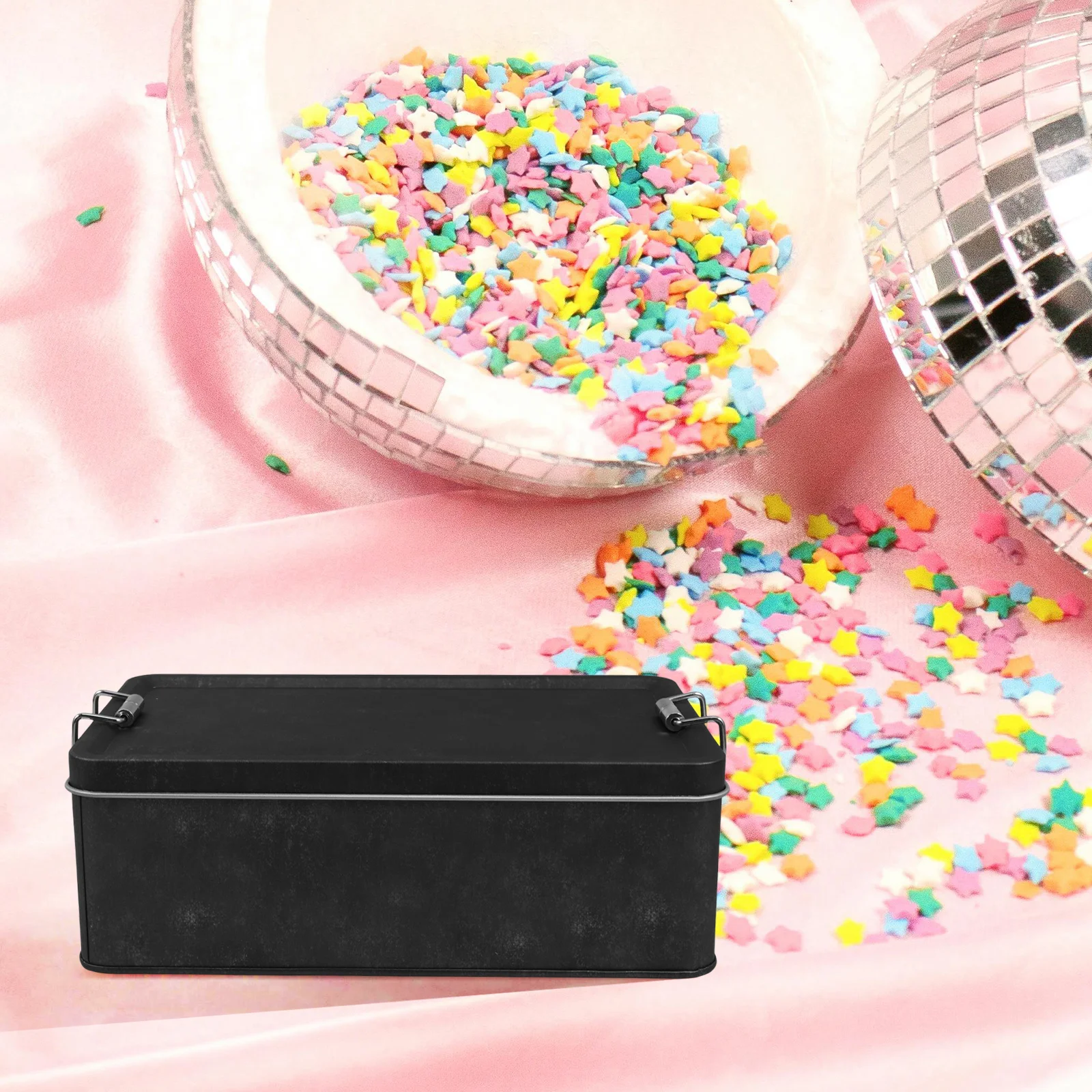 Iron Rectangular Tin Case with Lid Heavy Duty Food Storage for Kitchen Counter Halloween Thanksgiving Decorative Jars with Lids