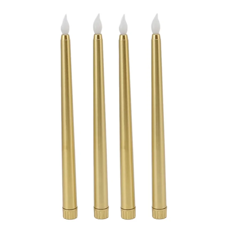 4 Pcs LED Candles Smoke Free Flameless Safe Environmentally Friendly Warm Light Electric LED Taper Candle White