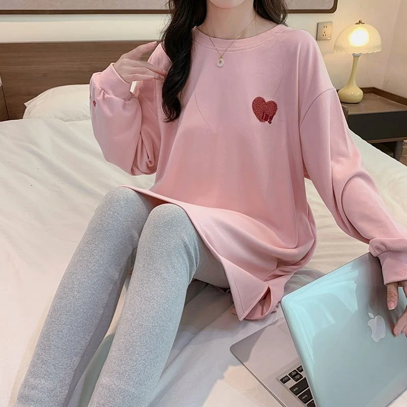 

Осень 2023, пижамные комплекты с длинными рукавами для женщин, корейская свободная одежда для сна с термобелье, пижама Mujer, домашняя одежда, домашняя одежда