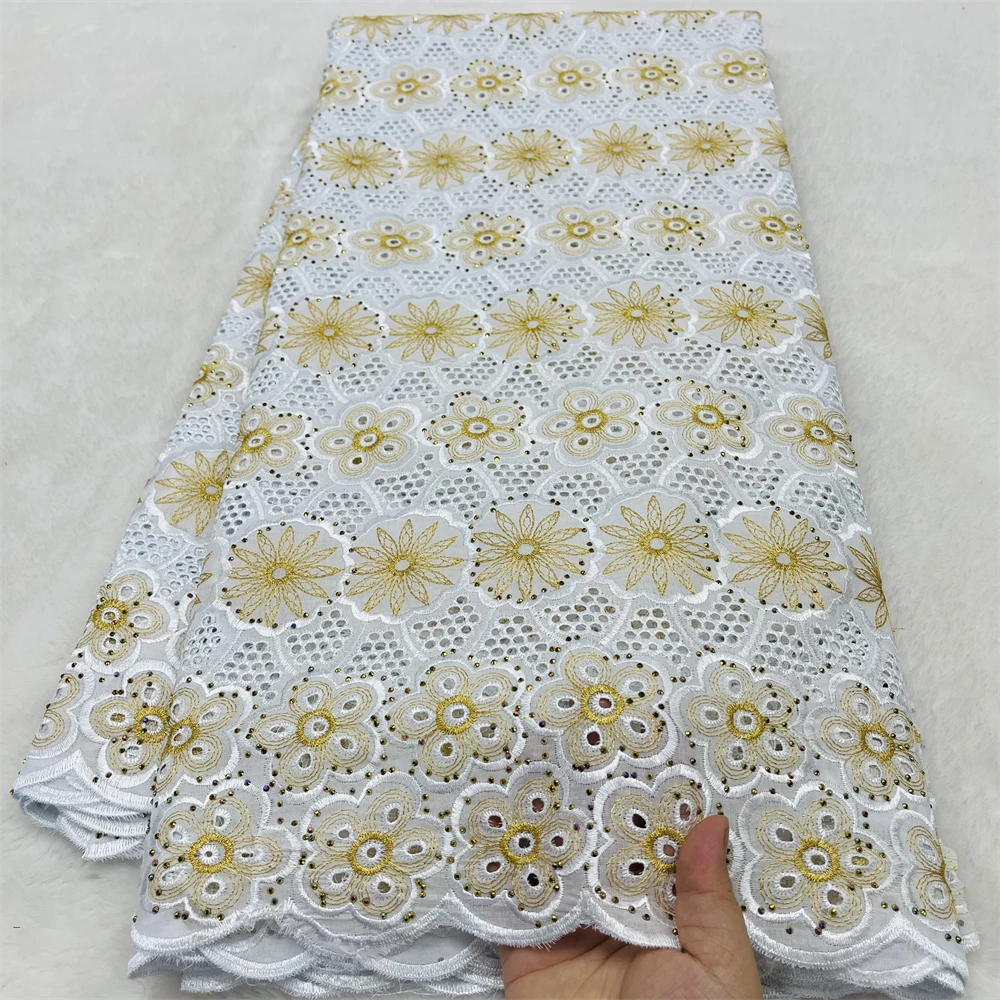

Nigerian Swiss Voile Lace Fabric High Quality 5 Yards Embroidered African Cotton Lace Fabric 2026 Women for Nigerian Party Dress