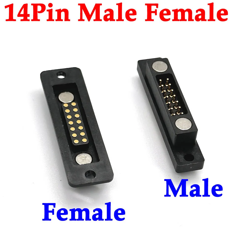 

1sets 2A Waterproof Magnetic Pogo Pin Connector 14Pin Male Female Spring Loaded DC Power Socket Spacing 2.54mm