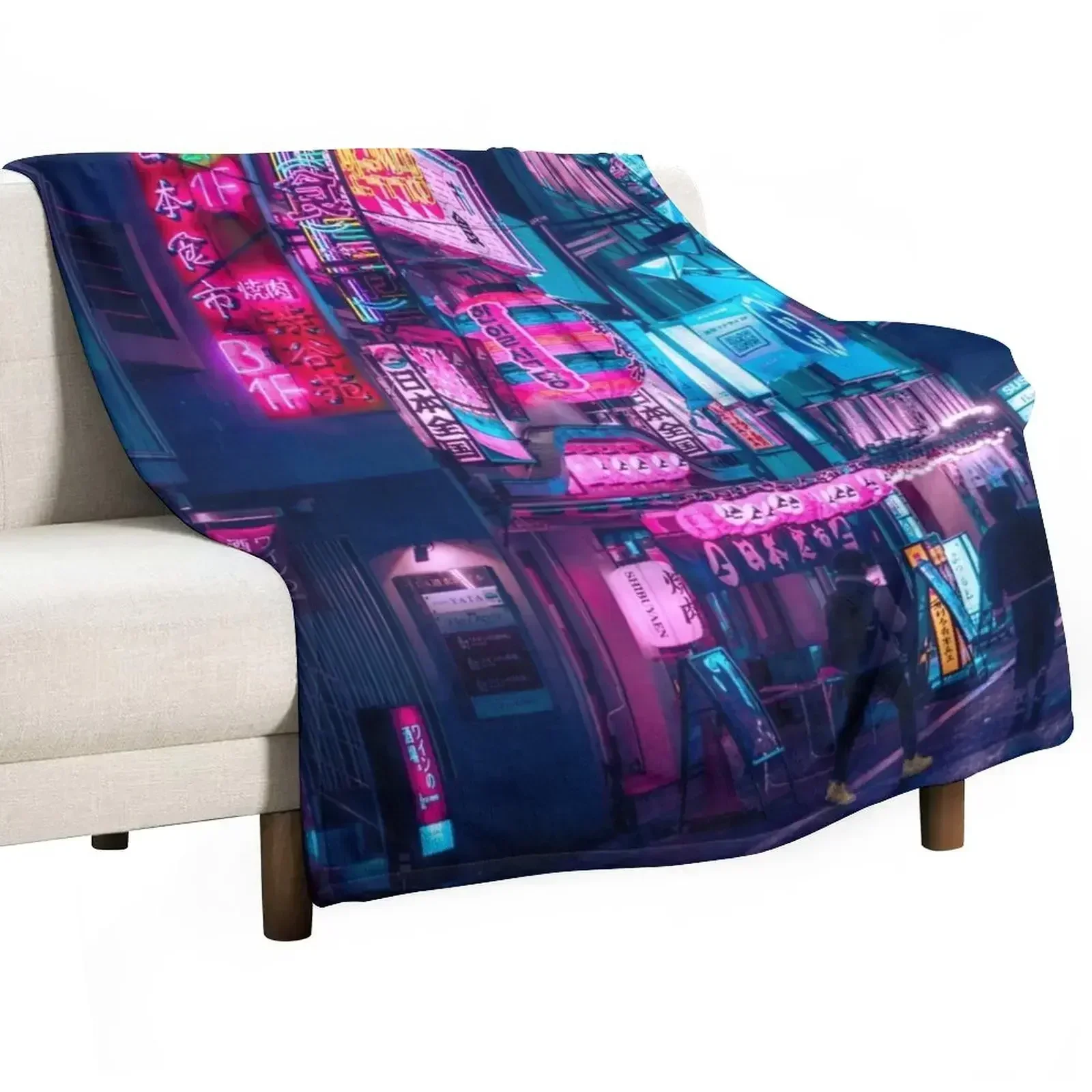 

Only the rain Downtown Tokyo Throw Blanket Soft Big Designers Fashion Sofas Blankets