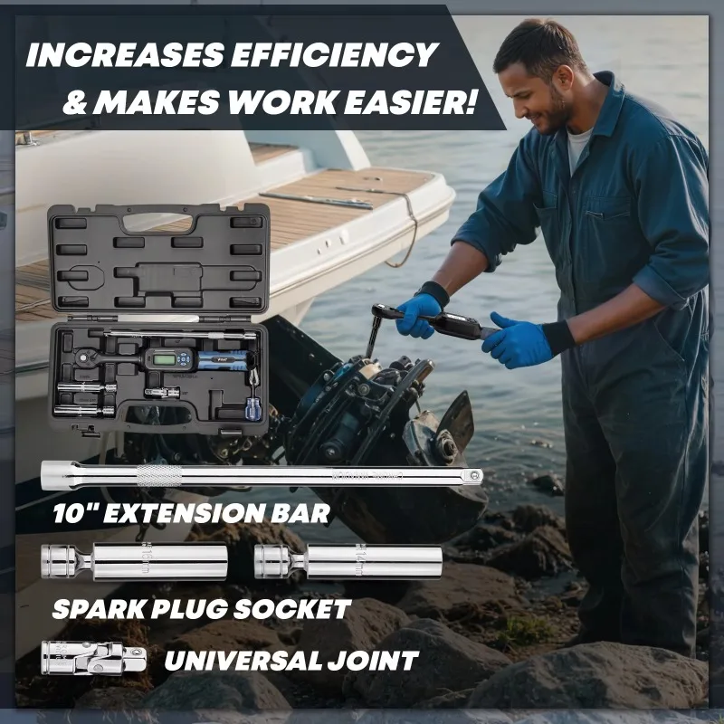 

Adjustable Digital Torque Wrench Multi Unit Conversion Heavy Duty Ratcheting Tool Notification Track Mode for Moto Auto Car