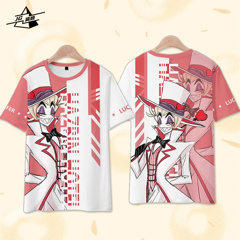Lucifer•Morningstar, летняя футболка с аниме, летняя мужская футболка, повседневные женские футболки с круглым вырезом и короткими рукавами