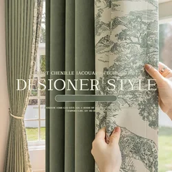 French Chenille High Shading Curtains for Bedroom Living Room Luxury Simple Jungle Splicing Sunshade Heat Insulation Customize