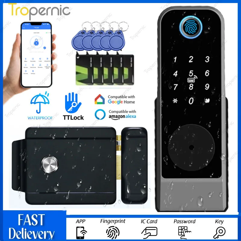 

Waterproof TTLock App Outdoor Gate Fingerprint Lock Smart Door Lock Smart Bluetooth Digital APP Keypad Code Keyless Door Lock